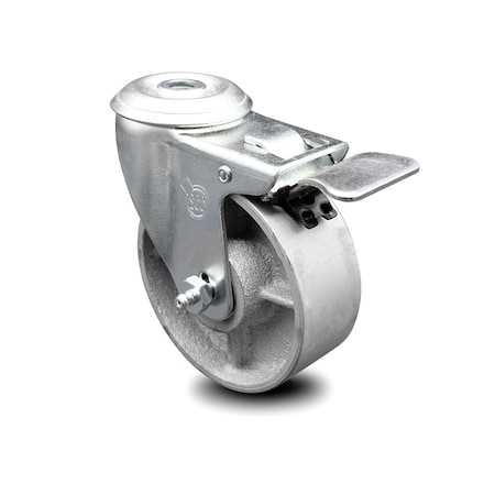 Service Caster 4 Inch Semi Steel Wheel Bolt Hole Caster with Total Lock Brake SCC-BHTTL20S414-SSS